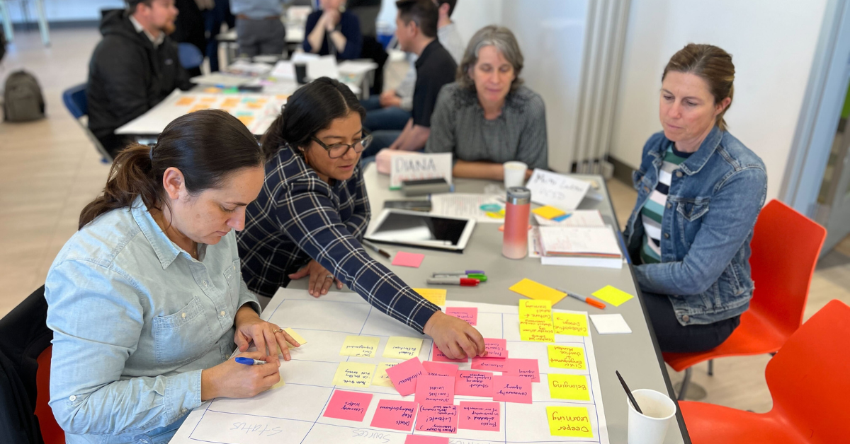 Educators completing an activity around district scorecards